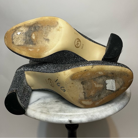 Michael Kors Mandy Sock Boot, stretch-knit MK glitter chunky heel boots - Picture 5 of 6